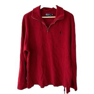 Polo Ralph Lauren Pullover Quarter Zip Mens Size XXL Red Knit Preppy Classic